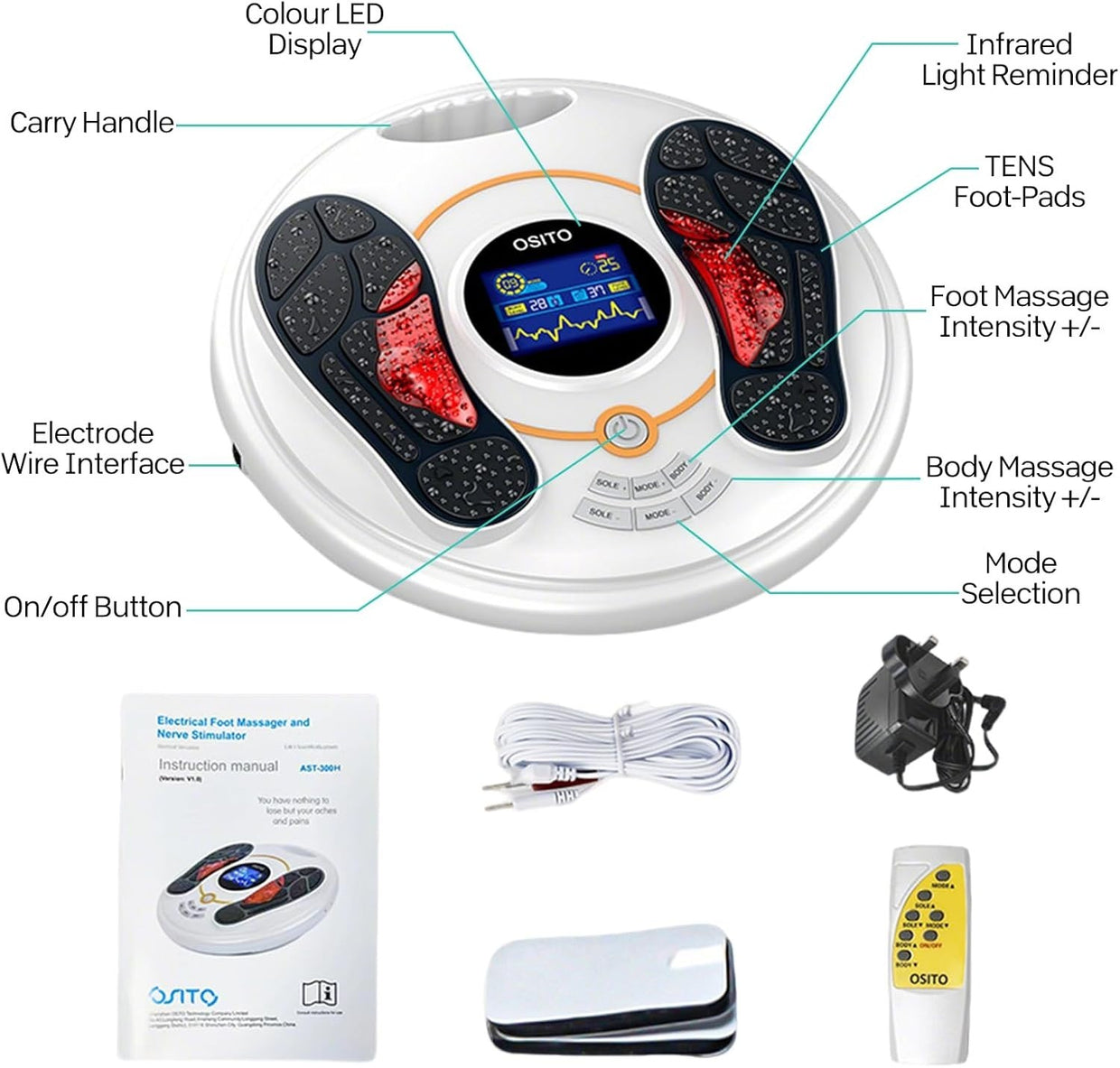 Foot & Leg Circulation Booster EMS TENS Massager 25 Modes LCD Display - Kwikley