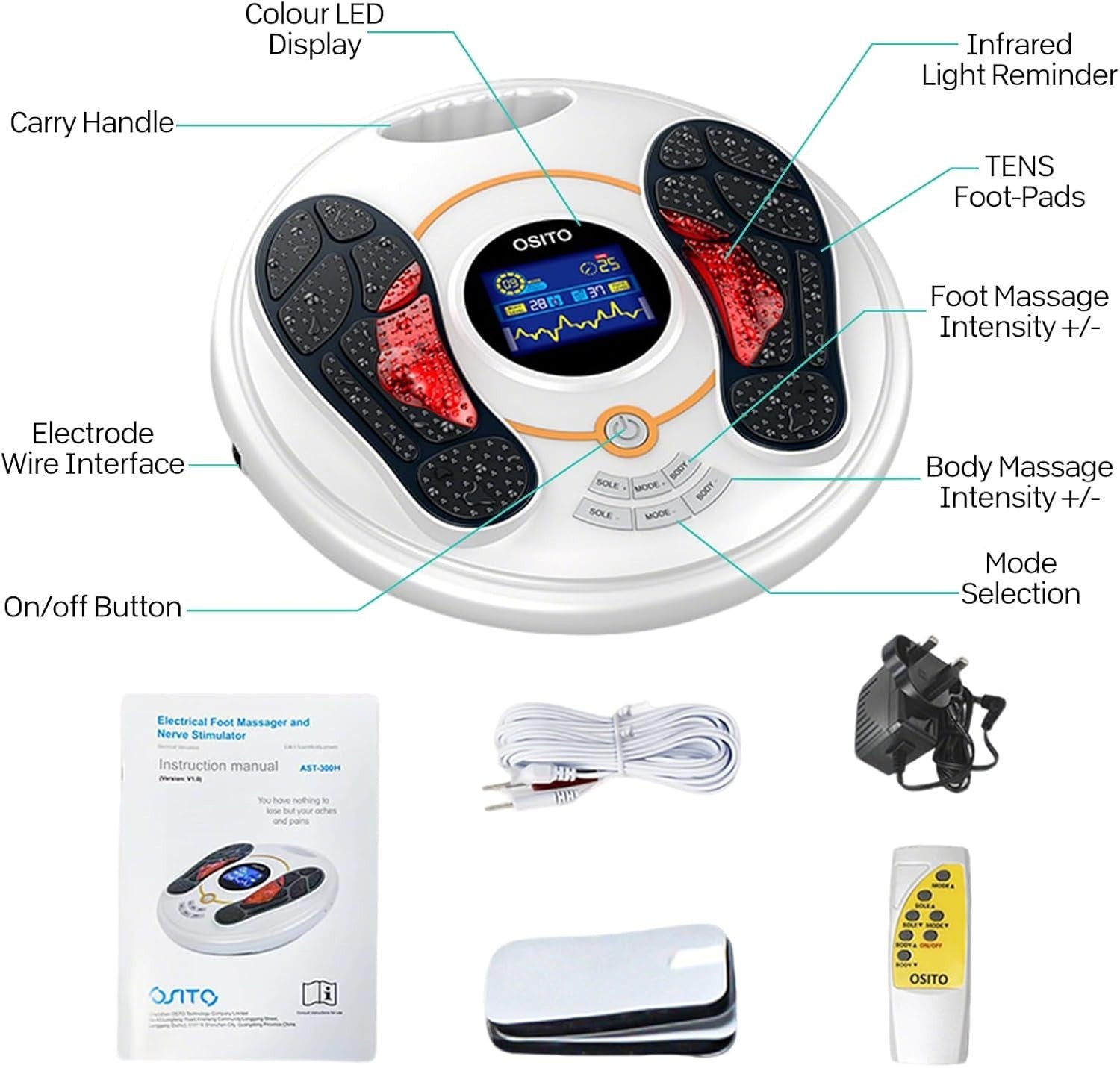 Foot & Leg Circulation Booster EMS TENS Massager 25 Modes LCD Display - Kwikley
