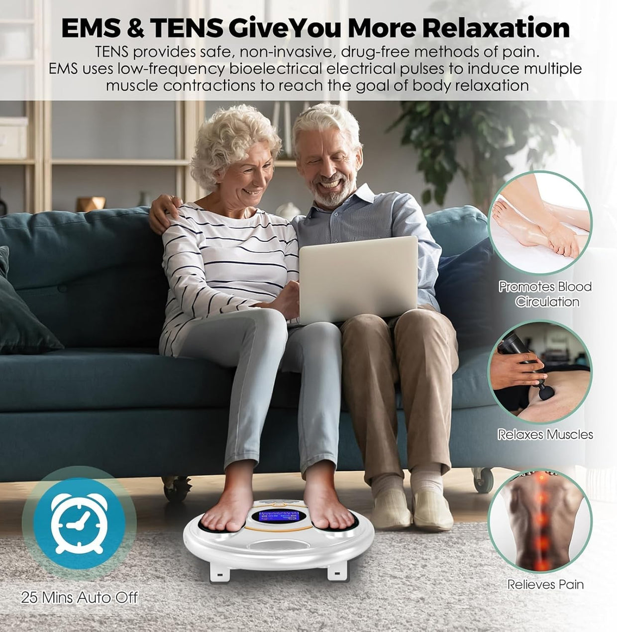 Foot & Leg Circulation Booster EMS TENS Massager 25 Modes LCD Display - Kwikley