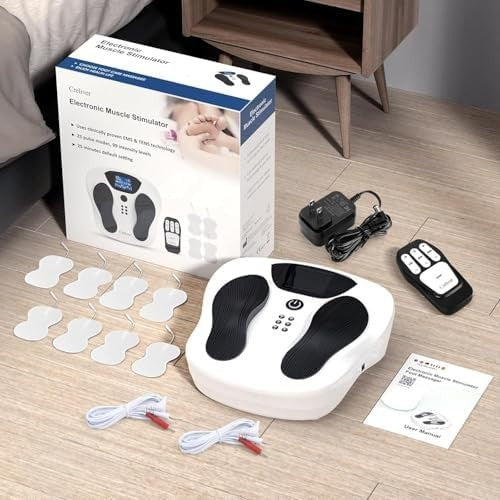 Foot & Leg Circulation Booster EMS TENS Massager Pain Relief Therapy - Kwikley