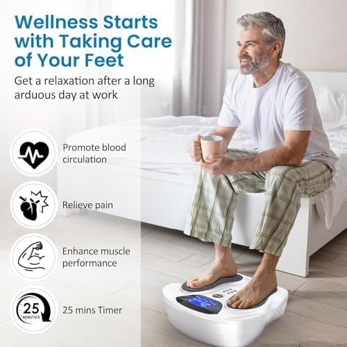 Foot & Leg Circulation Booster EMS TENS Massager Pain Relief Therapy - Kwikley