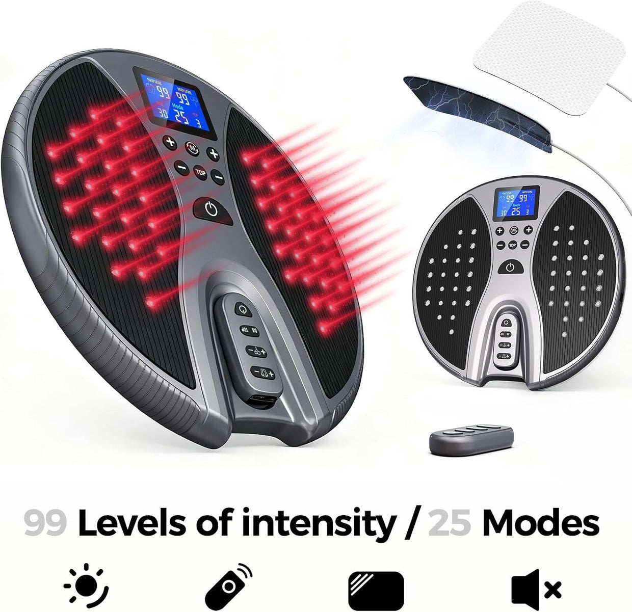 Foot Massager EMS TENS Heating Circulation Stimulator 25 Modes 99 Levels - Kwikley