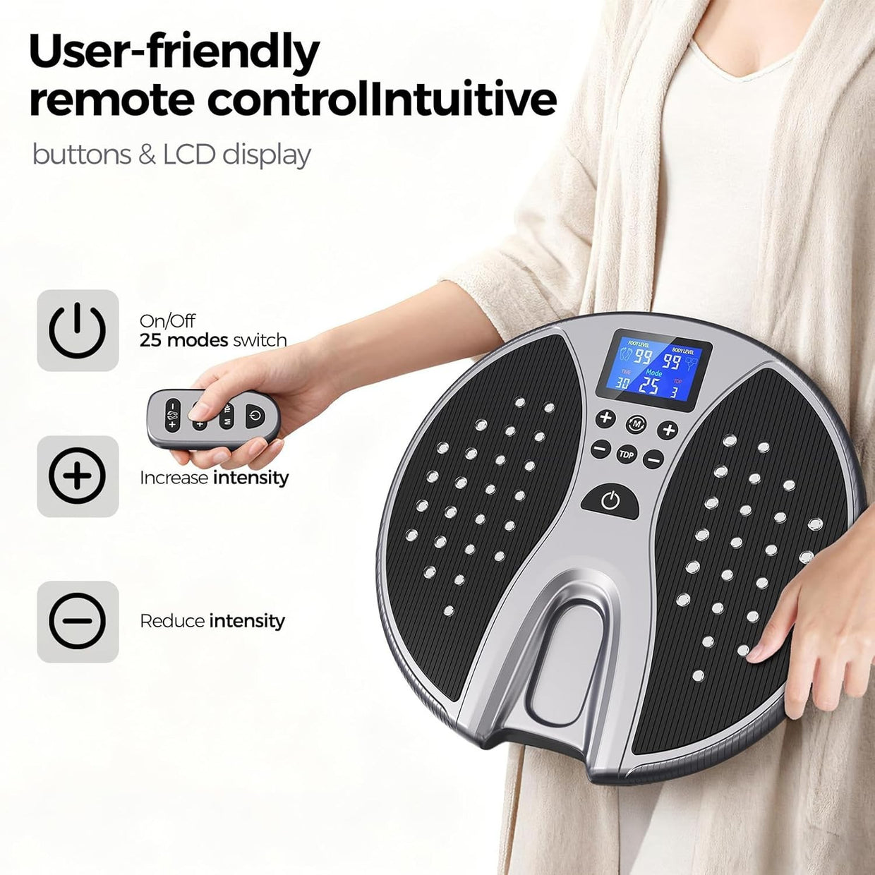 Foot Massager EMS TENS Heating Circulation Stimulator 25 Modes 99 Levels - Kwikley