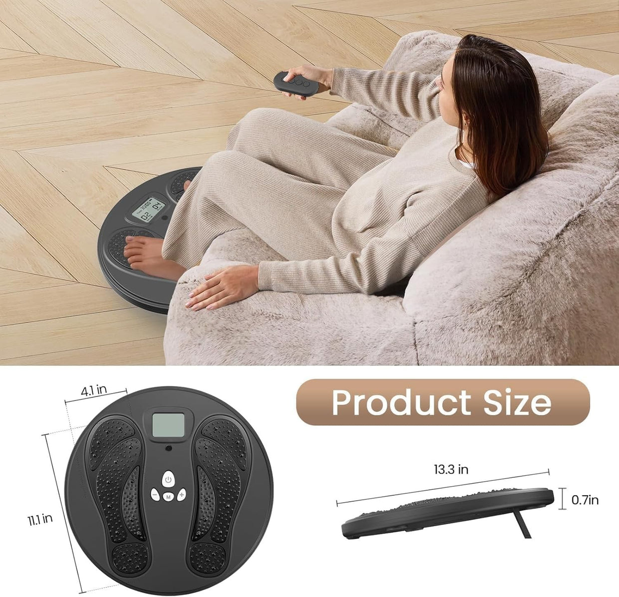 Foot Massager EMS TENS Pain Relief Circulation Machine 50 Levels 10 Modes - Kwikley