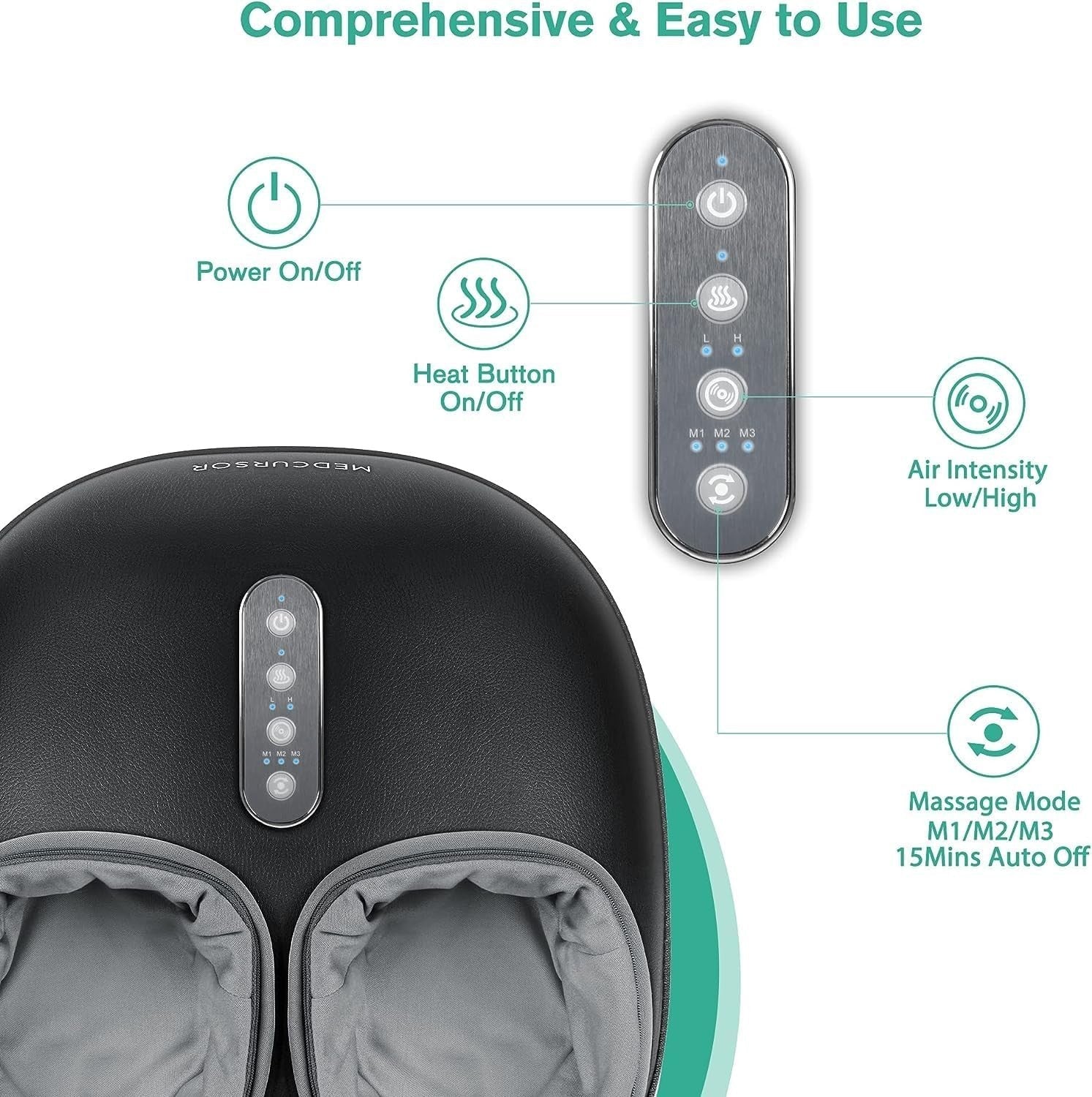 Foot Massager Machine Heated Shiatsu Deep Kneading Air Compression UK - Kwikley