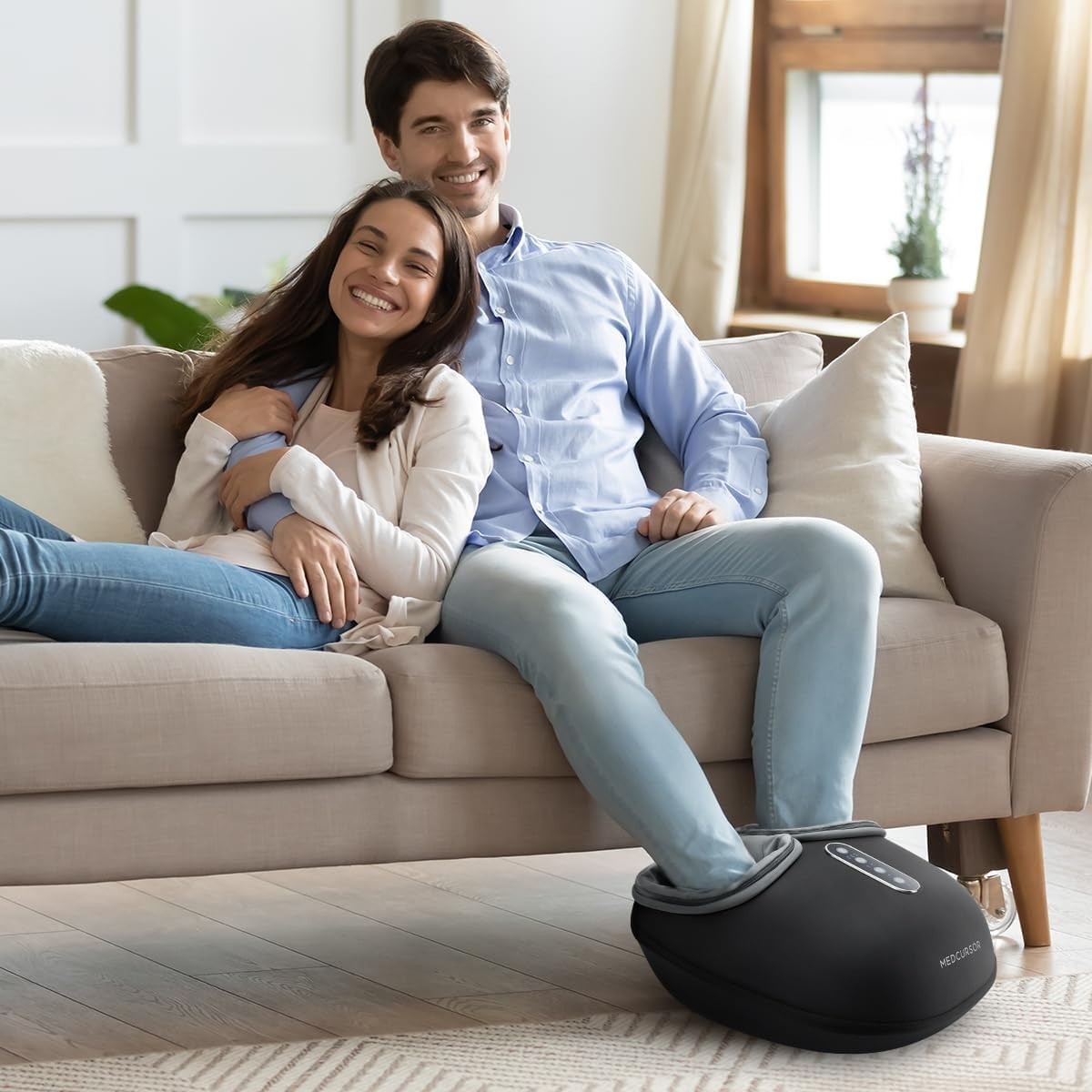 Foot Massager Machine Heated Shiatsu Deep Kneading Air Compression UK - Kwikley