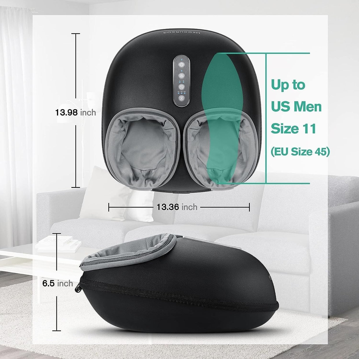 Foot Massager Machine Heated Shiatsu Deep Kneading Air Compression UK - Kwikley