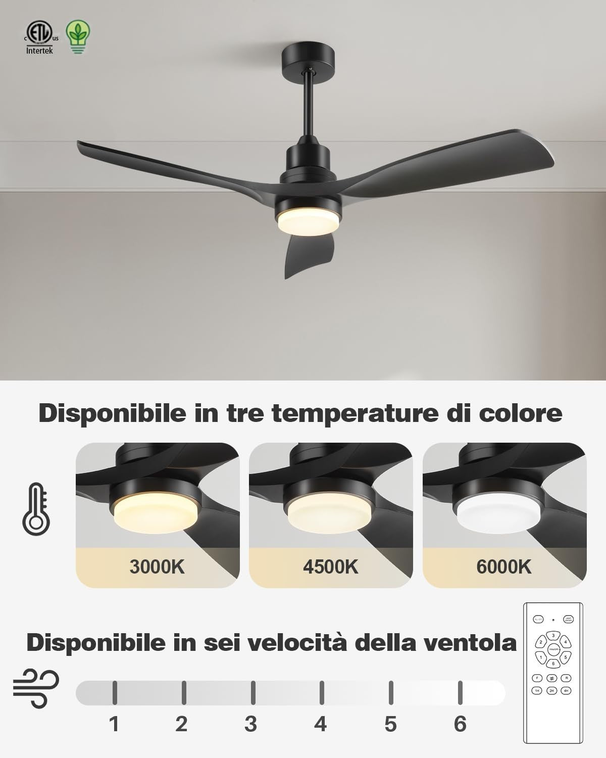 Forrovenco 52" Ceiling Fan with Lights, Remote, 3 Blades, DC Motor, Timer - Kwikley