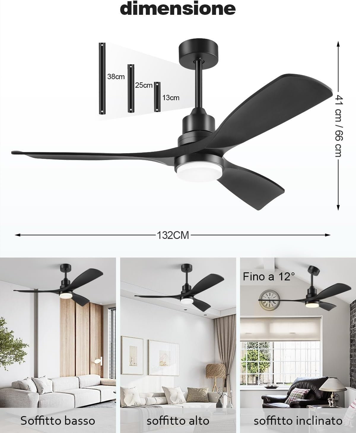 Forrovenco 52" Ceiling Fan with Lights, Remote, 3 Blades, DC Motor, Timer - Kwikley