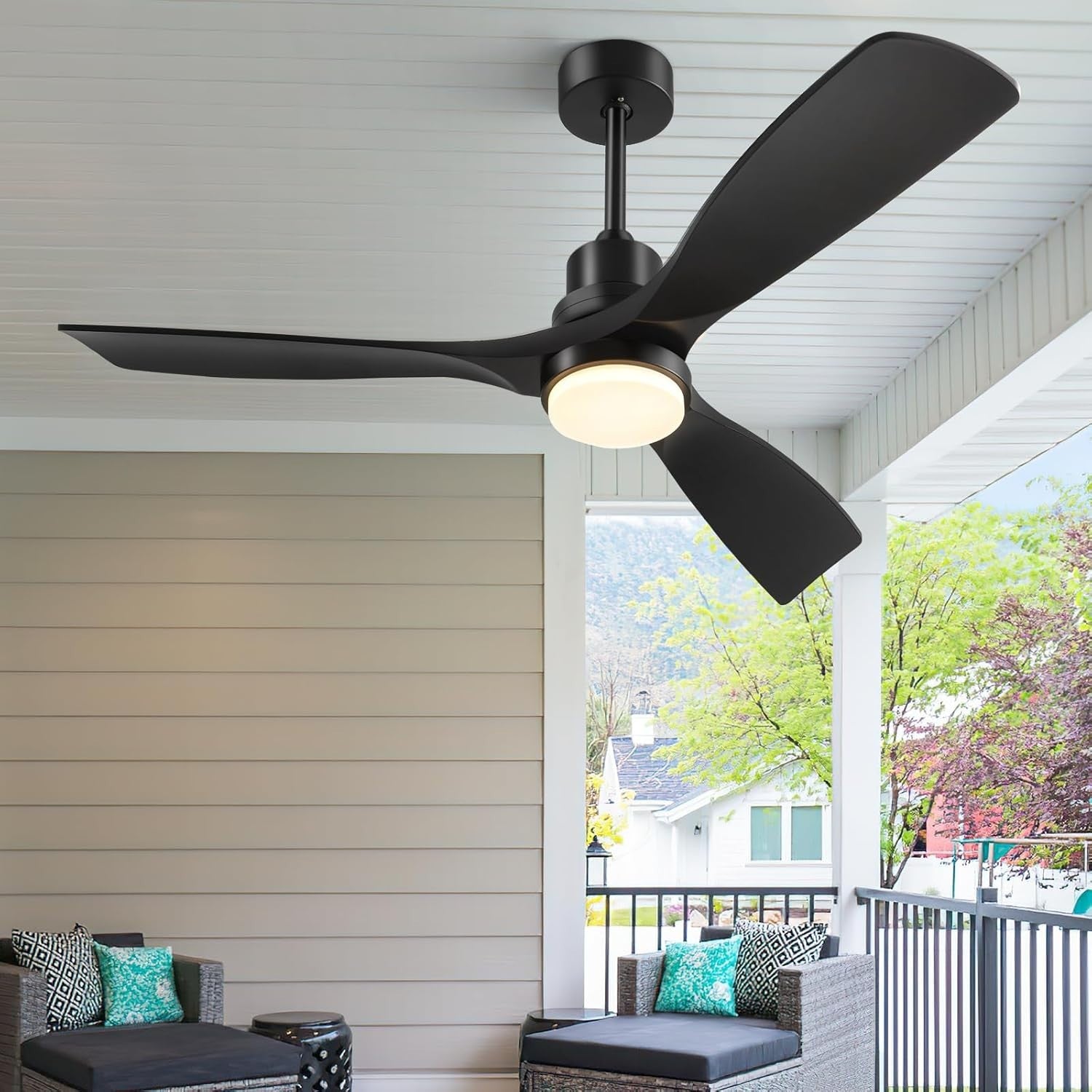 Forrovenco 52" Ceiling Fan with Lights, Remote, 3 Blades, DC Motor, Timer - Kwikley