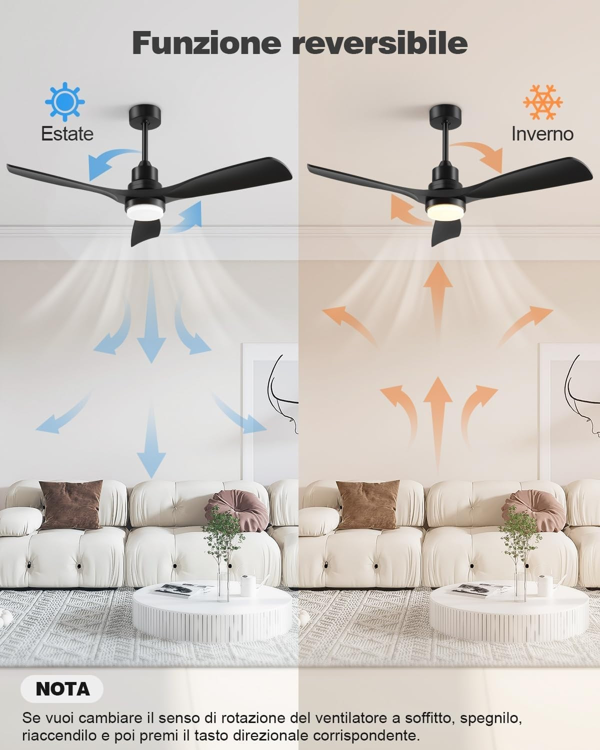 Forrovenco 52" Ceiling Fan with Lights, Remote, 3 Blades, DC Motor, Timer - Kwikley