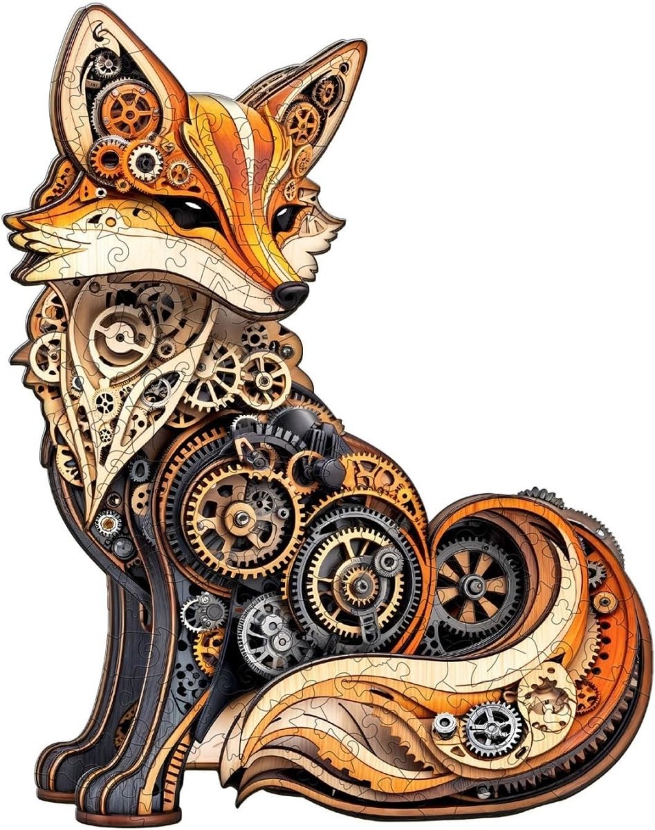 Fox Wooden Jigsaw Puzzle 165pcs Animal Shape Adult Kids Gift Box Decor - Kwikley