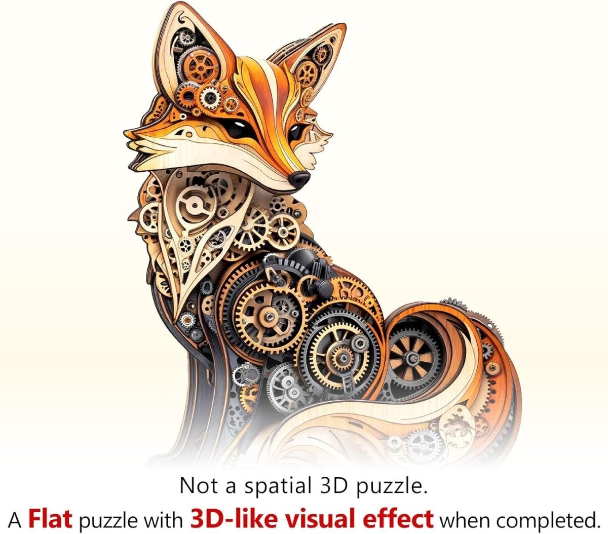 Fox Wooden Jigsaw Puzzle 165pcs Animal Shape Adult Kids Gift Box Decor - Kwikley