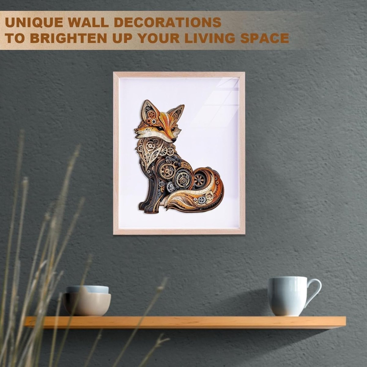 Fox Wooden Jigsaw Puzzle 165pcs Animal Shape Adult Kids Gift Box Decor - Kwikley