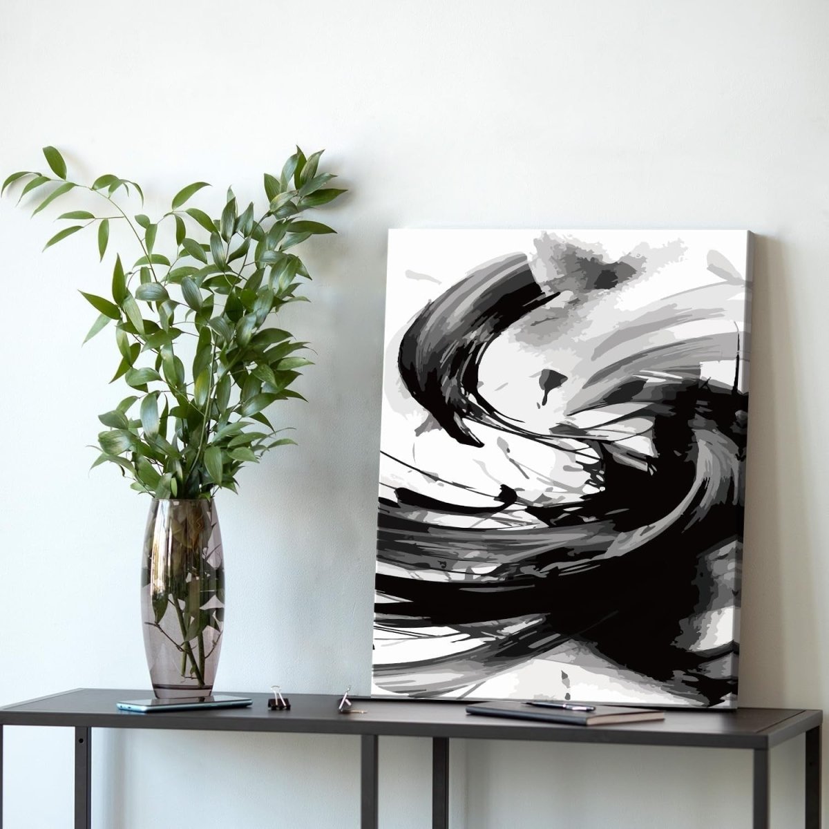 Framed Black White Abstract Wall Art Set 3 12x16in - Kwikley
