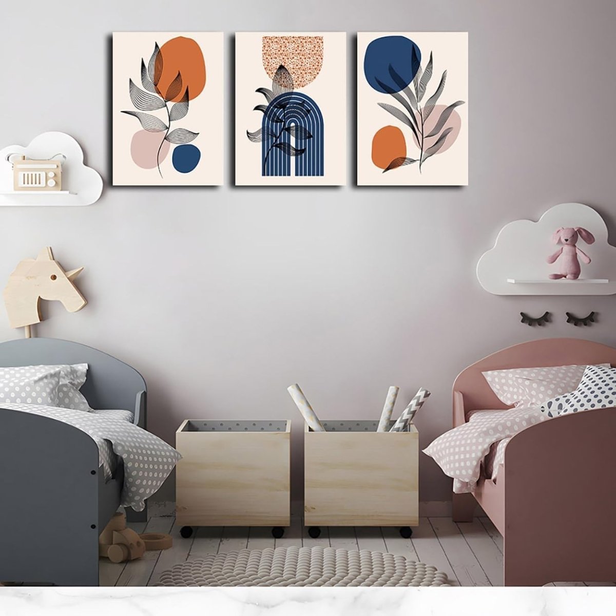 Framed Boho Wall Art 30x40cm Sage Abstract Canvas - Kwikley