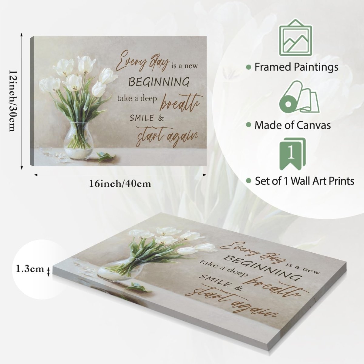 Framed Botanical Wall Art 12x16 Motivational Floral Print - Kwikley