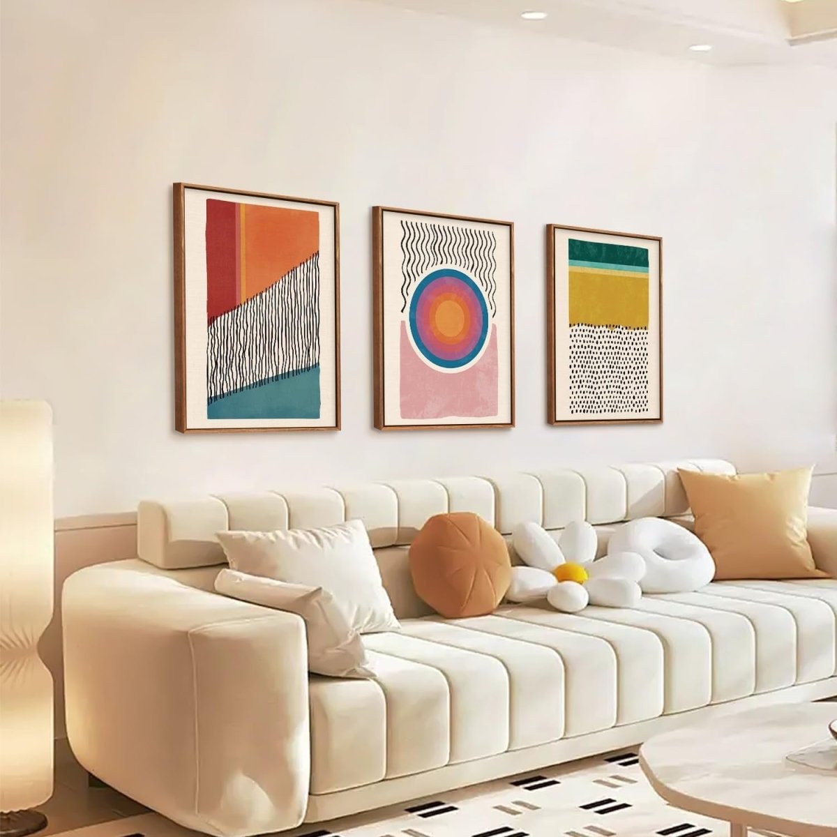 Framed Canvas Wall Art Set 12x16in Boho Abstract Geometric - Kwikley