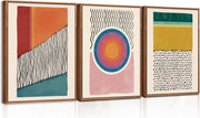 Framed Canvas Wall Art Set 12x16in Boho Abstract Geometric - Kwikley