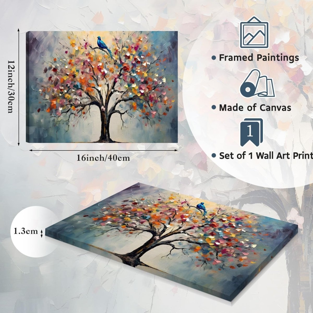 Framed Tree of Life Canvas Wall Art 12x16in Colourful Print - Kwikley