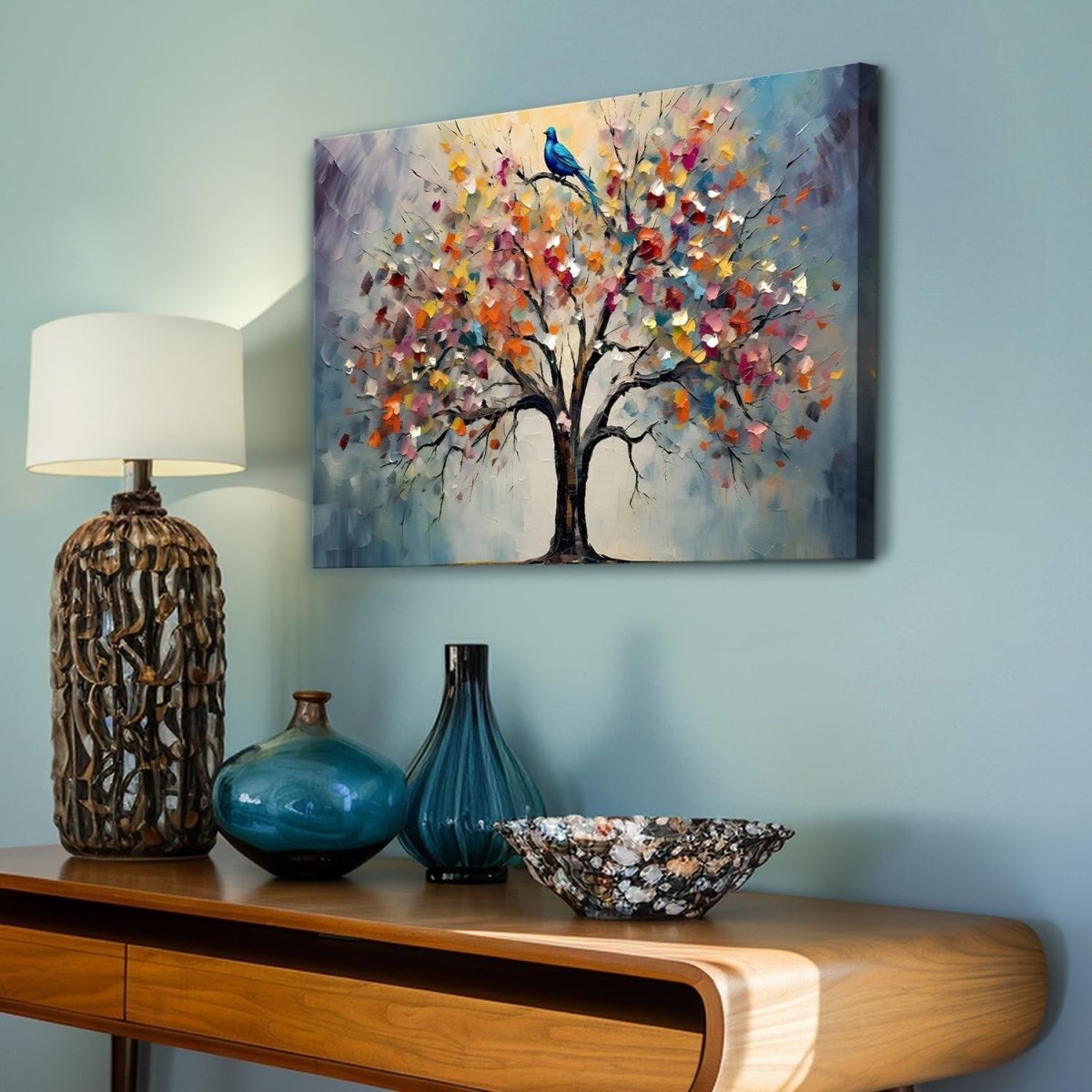 Framed Tree of Life Canvas Wall Art 12x16in Colourful Print - Kwikley