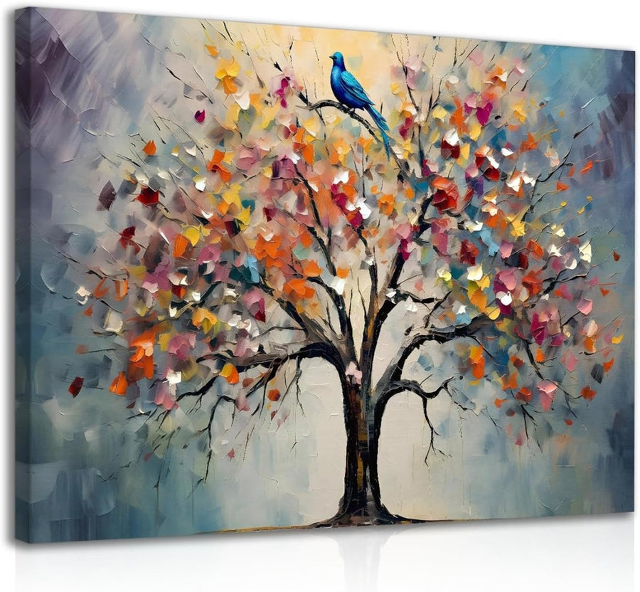 Framed Tree of Life Canvas Wall Art 12x16in Colourful Print - Kwikley