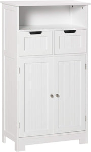 Free Standing Bathroom Cabinet with 2 Drawers & Adjustable Shelf, White Storage - Kwikley