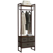Free Standing Clothes Rail with Shelves & Drawers – Rustic Brown - Kwikley