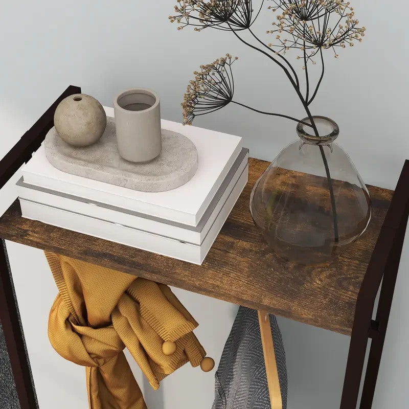 Free Standing Clothes Rail with Shelves & Drawers – Rustic Brown - Kwikley