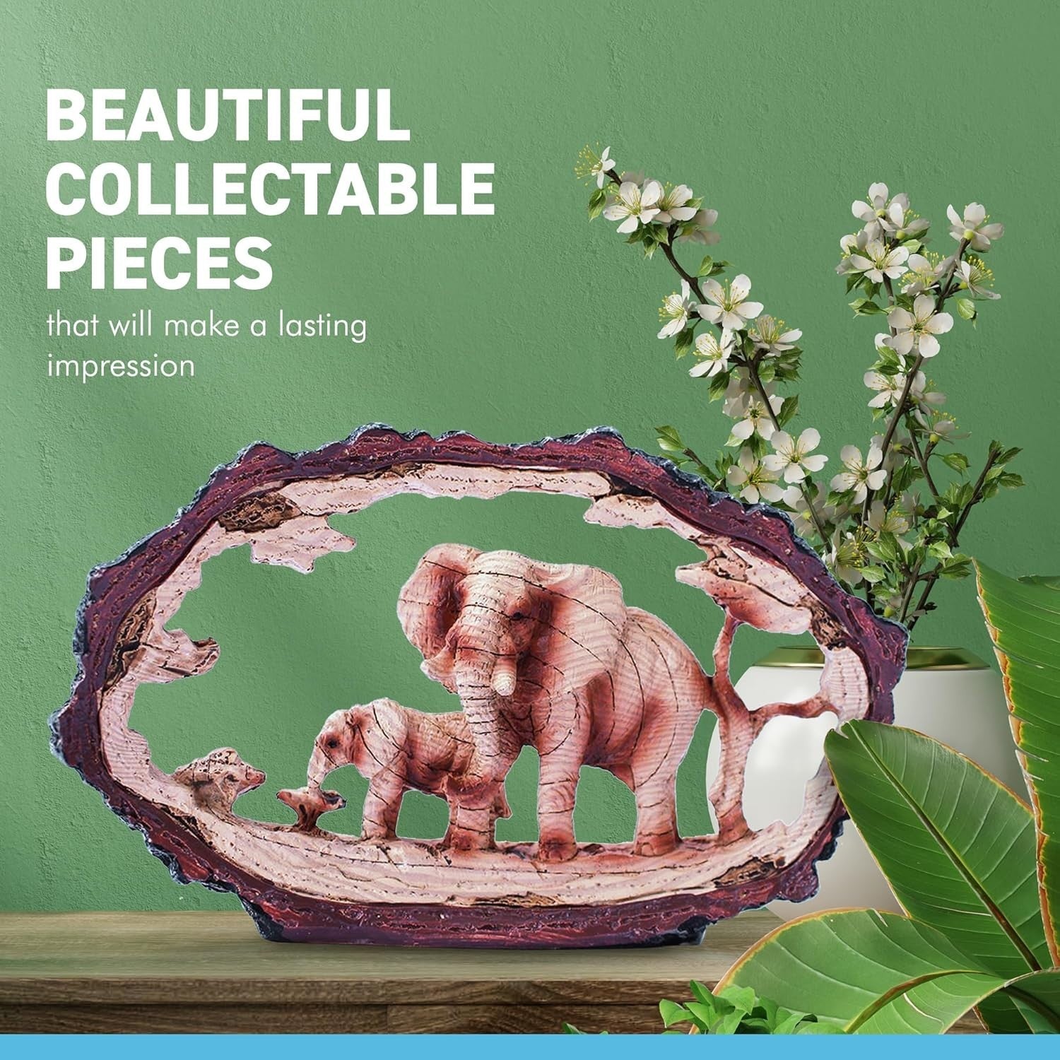 Free Standing Elephant & Calf Ornament Animal Decor | Rustic Wildlife Gift - Kwikley