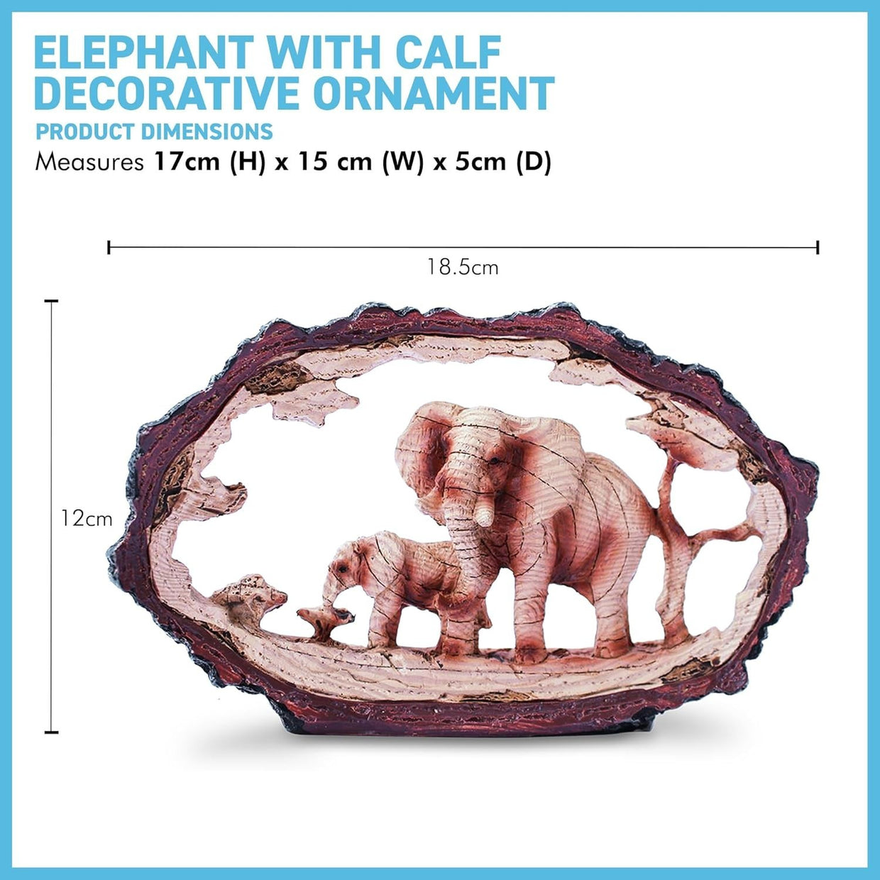 Free Standing Elephant & Calf Ornament Animal Decor | Rustic Wildlife Gift - Kwikley