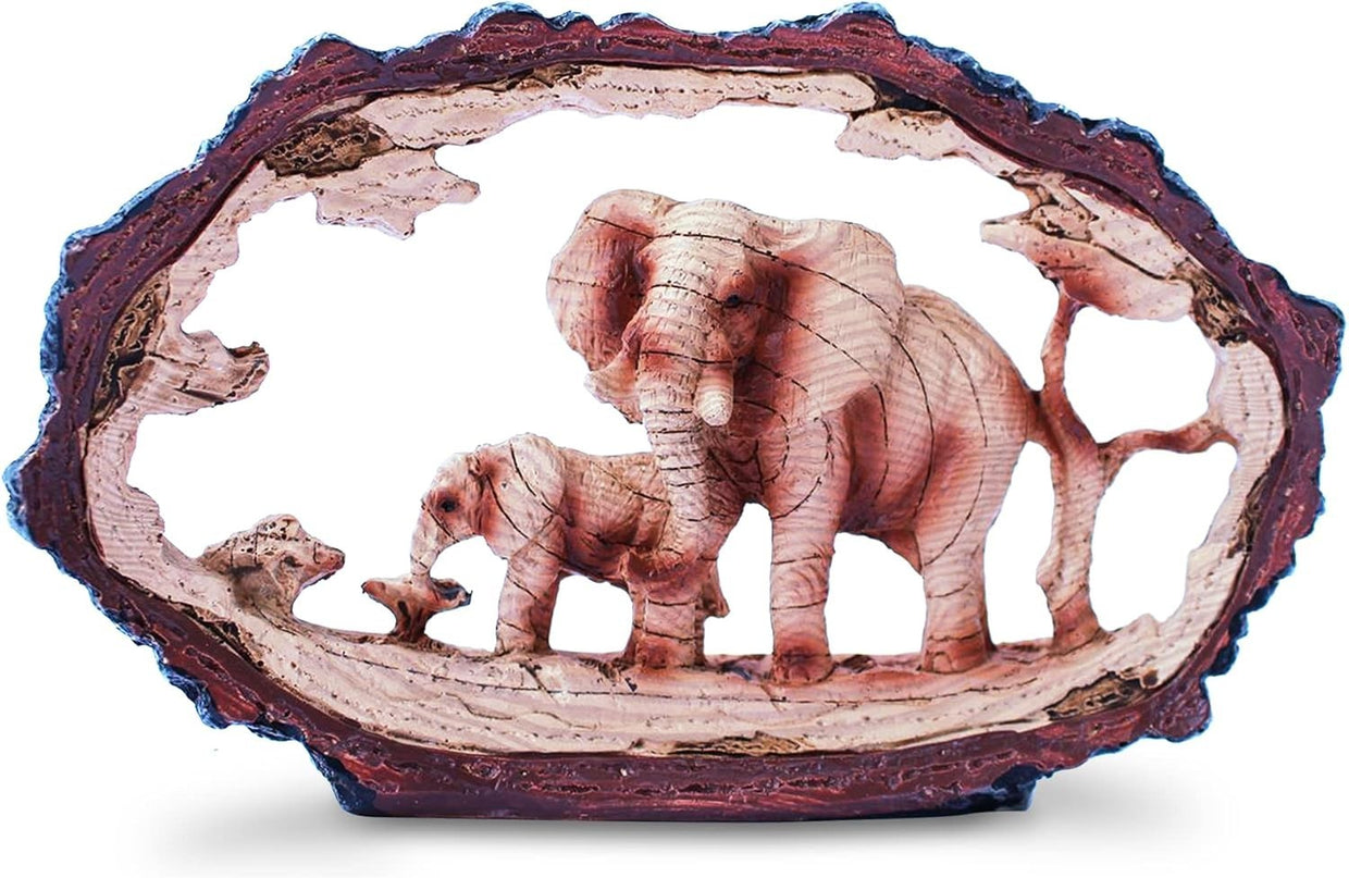 Free Standing Elephant & Calf Ornament Animal Decor | Rustic Wildlife Gift - Kwikley
