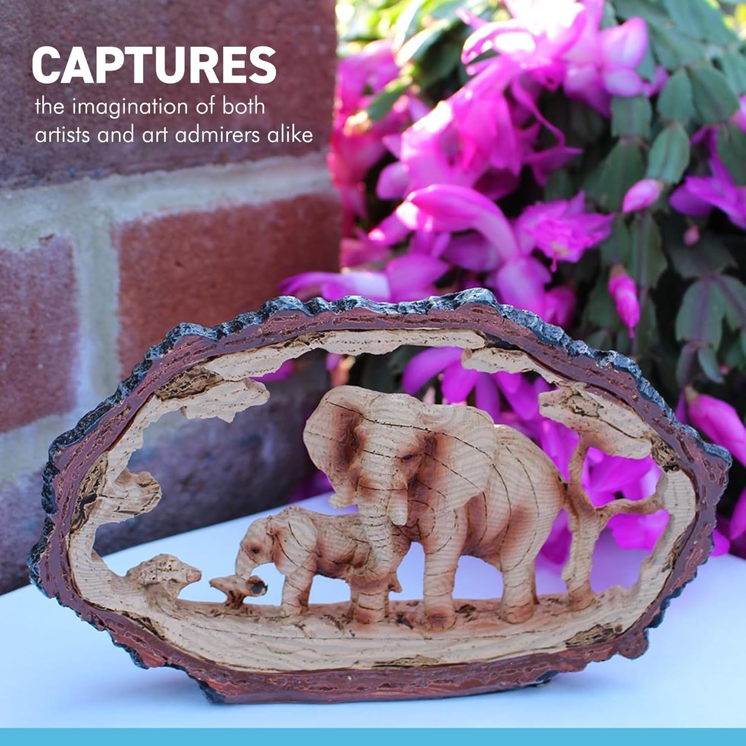 Free Standing Elephant & Calf Ornament Animal Decor | Rustic Wildlife Gift - Kwikley