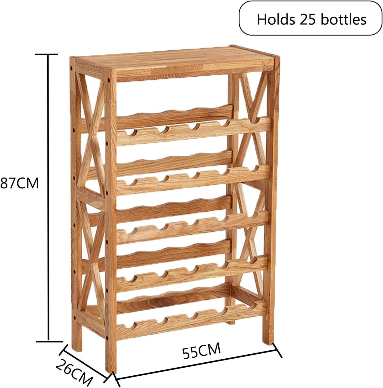 Free Standing Oak Wine Rack 40 Bottle Storage Shelf Solid Wood Floor Stand Bar - Kwikley