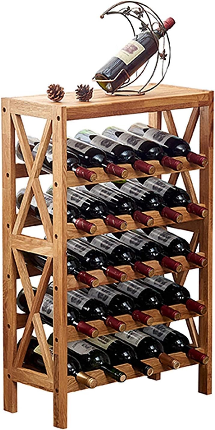 Free Standing Oak Wine Rack 40 Bottle Storage Shelf Solid Wood Floor Stand Bar - Kwikley