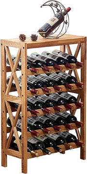 Free Standing Oak Wine Rack 40 Bottle Storage Shelf Solid Wood Floor Stand Bar - Kwikley