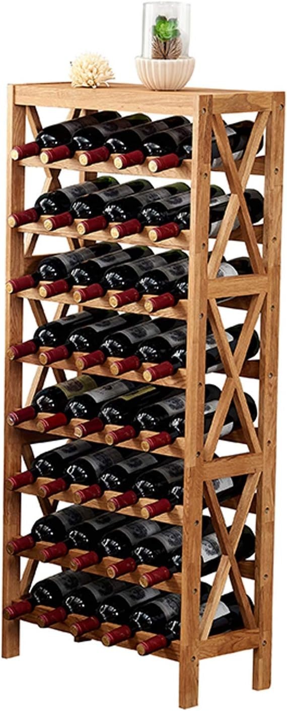 Free Standing Oak Wine Rack 40 Bottle Storage Shelf Tall Floor Standing Home Bar - Kwikley