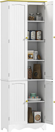 Freestanding 4 - Door Kitchen Cupboard Storage Cabinet with Shelves White - Kwikley