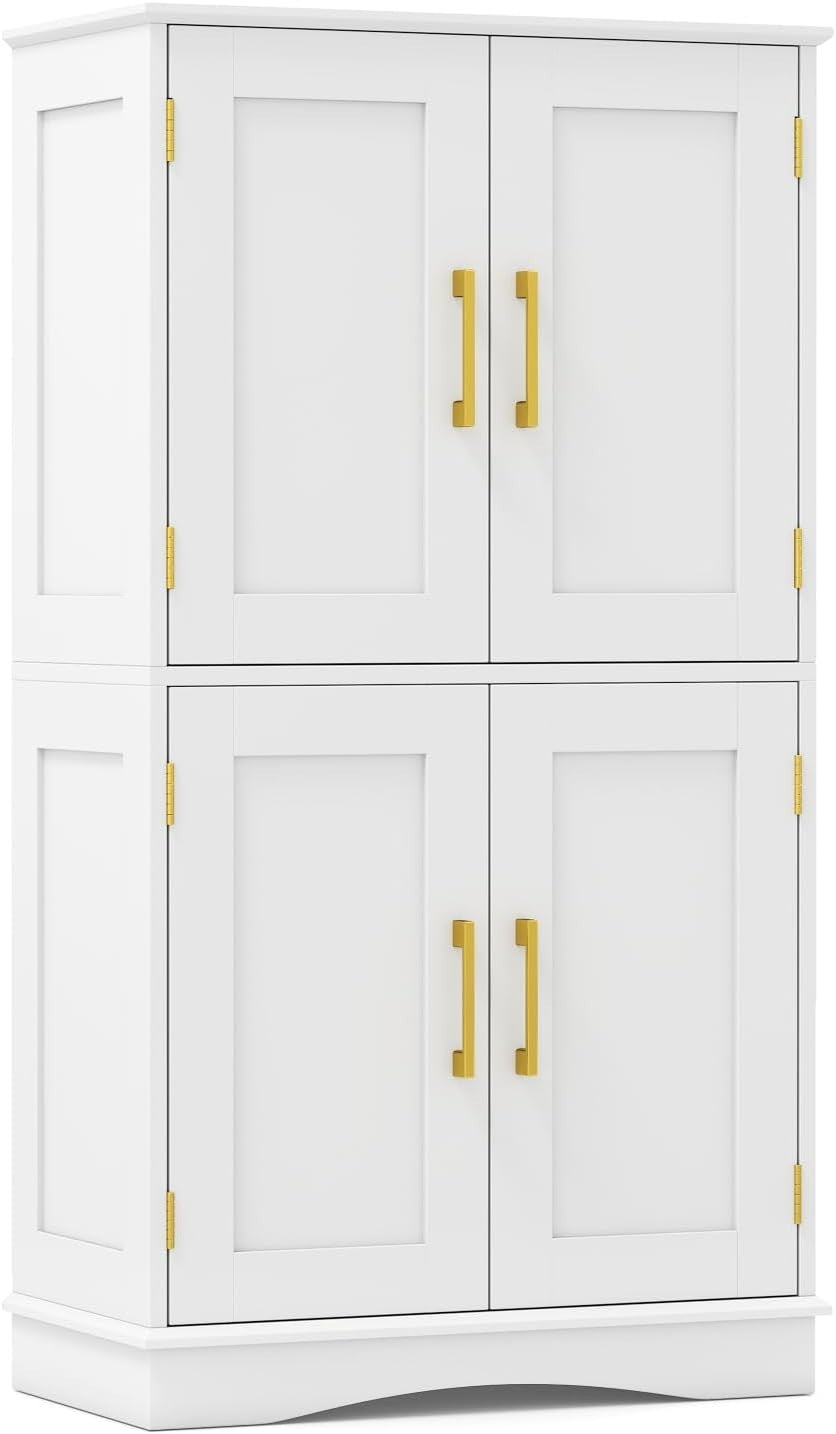 Freestanding Bathroom Floor Cabinet 4 Doors 2 Adjustable Shelves 110cm - Kwikley