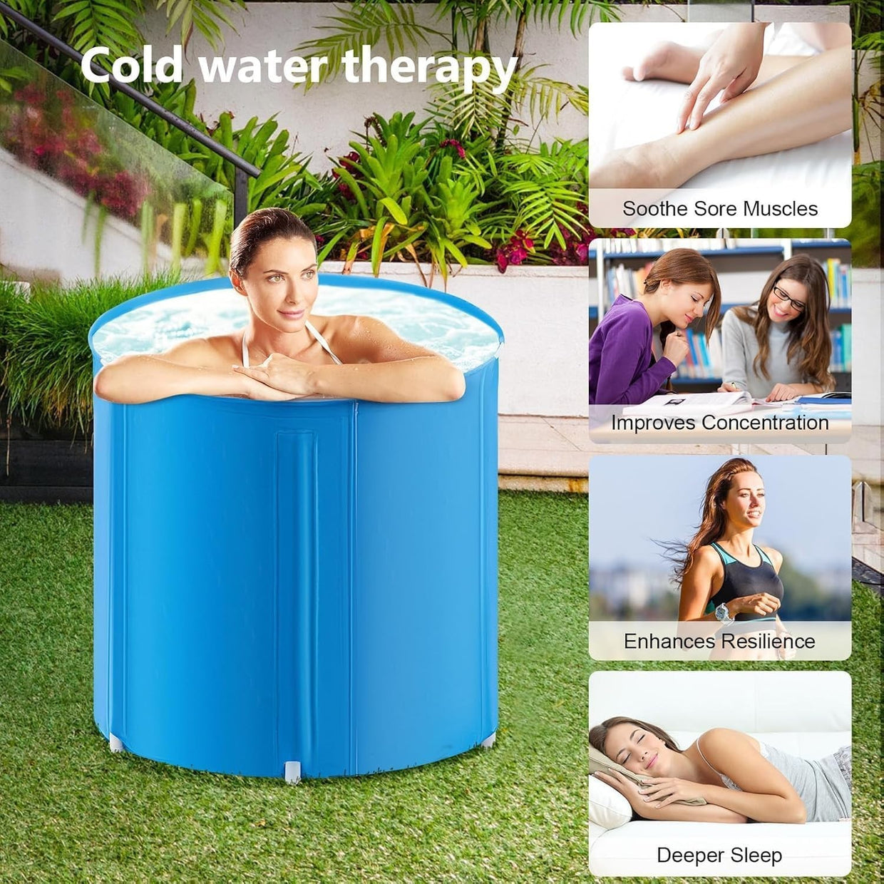 Freestanding Hot & Ice Bath SPA, Installation - Free, Home & Camping (Blue) - Kwikley