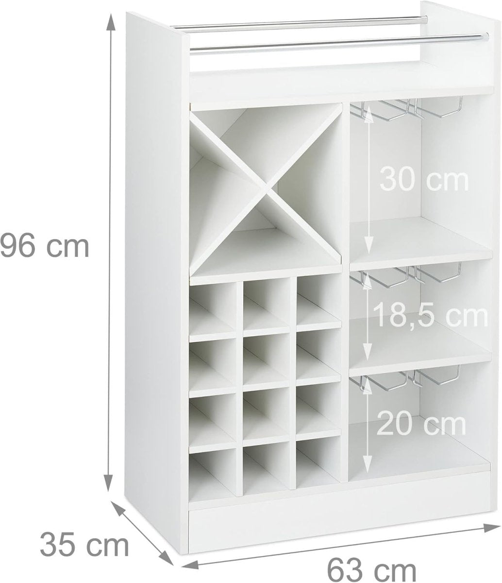 Freestanding Wine Rack with Glass Holder 22 Bottle Storage Cabinet Home Bar - Kwikley