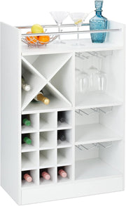 Freestanding Wine Rack with Glass Holder 22 Bottle Storage Cabinet Home Bar - Kwikley