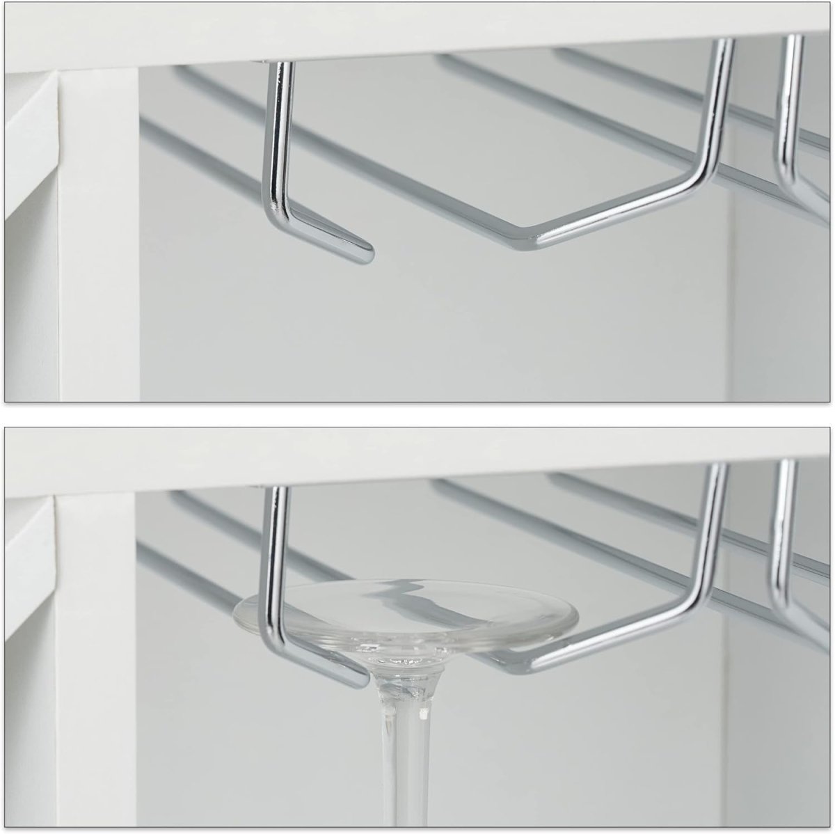 Freestanding Wine Rack with Glass Holder 22 Bottle Storage Cabinet Home Bar - Kwikley