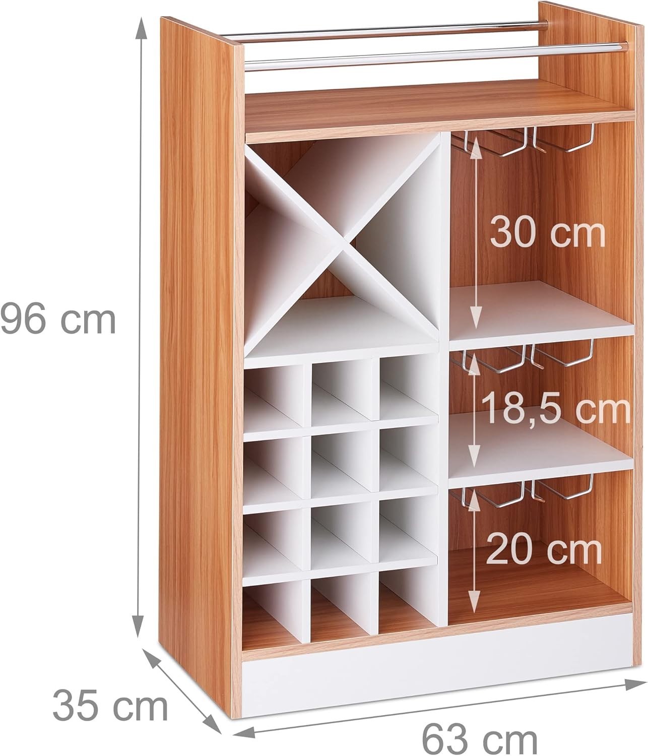 Freestanding Wine Rack with Glass Holder for 22 Bottles, Home Bar Cabinet - Kwikley