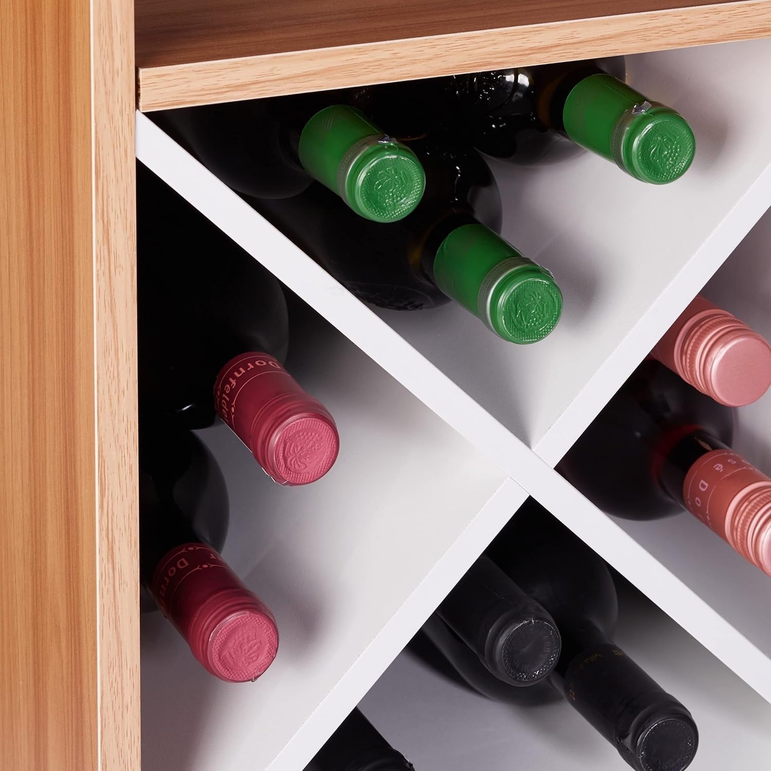 Freestanding Wine Rack with Glass Holder for 22 Bottles, Home Bar Cabinet - Kwikley