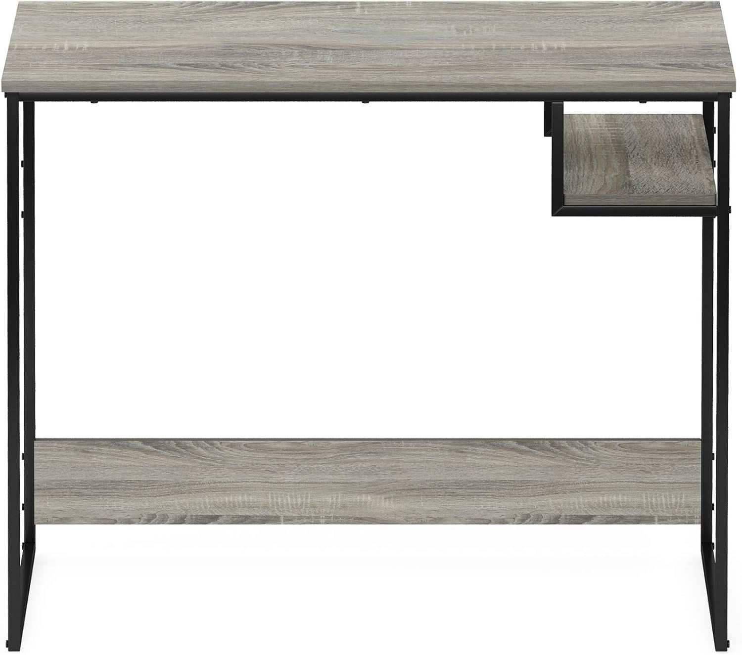 French Oak Grey Study Desk 90x51x75cm Compact Home Office Computer Table - Kwikley