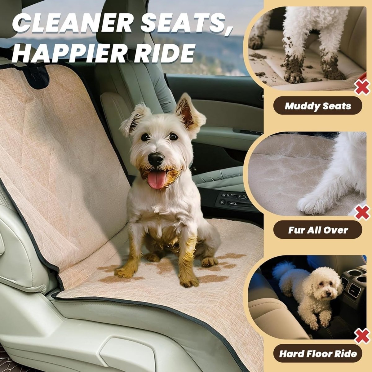 Front Dog Car Seat Cover Bucket Seat Protector Non Slip Waterproof - Kwikley