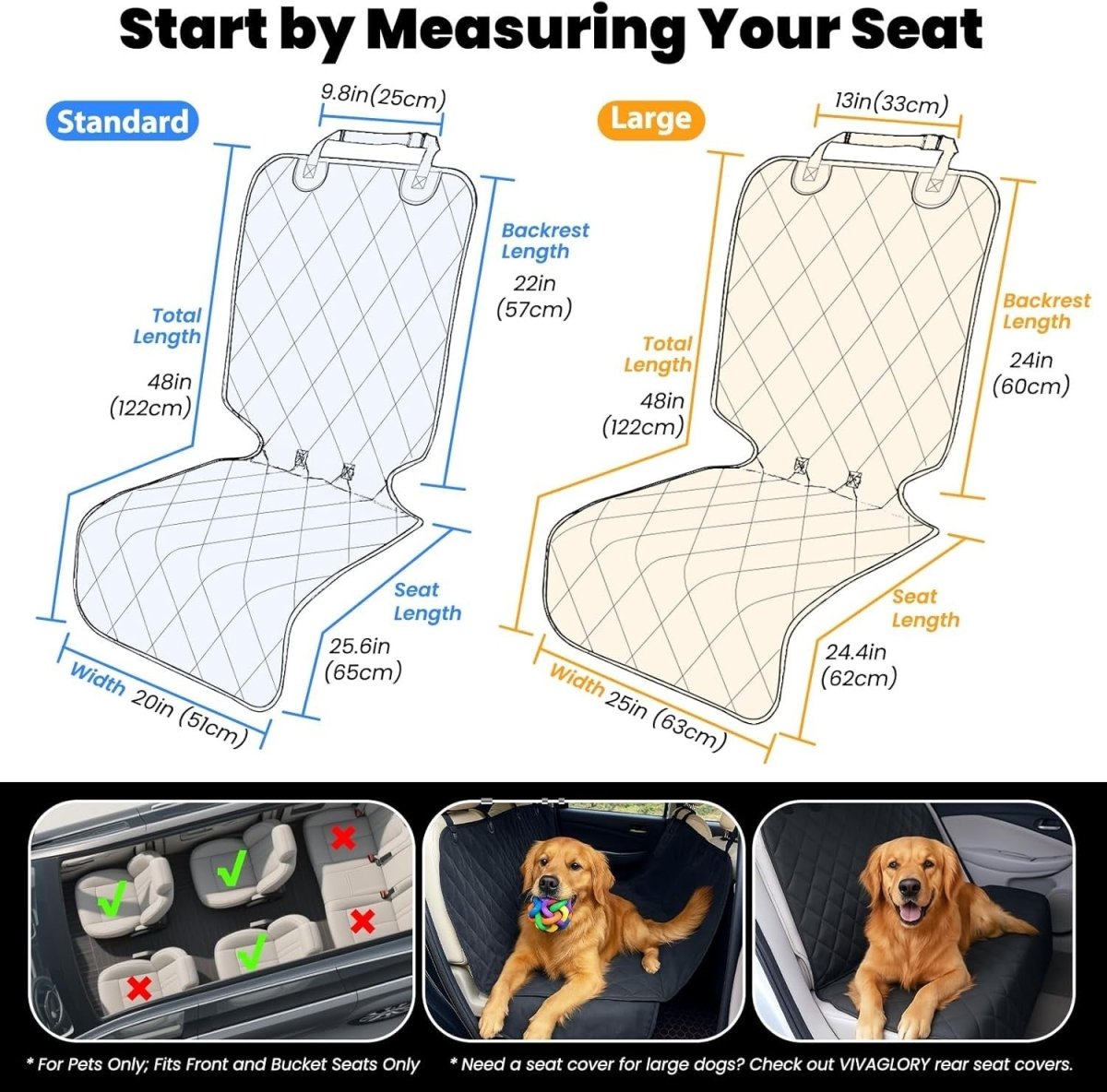 Front Dog Car Seat Cover Bucket Seat Protector Non Slip Waterproof - Kwikley