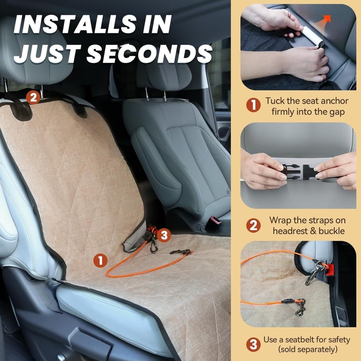 Front Dog Car Seat Cover Bucket Seat Protector Non Slip Waterproof - Kwikley