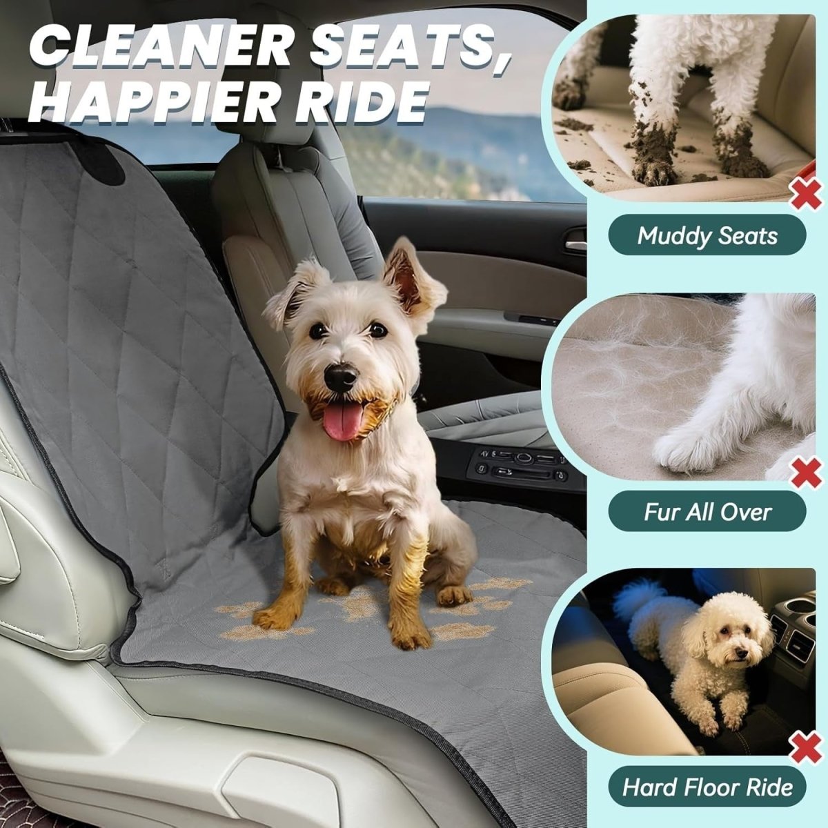 Front Dog Car Seat Cover Waterproof Bucket Seat Protector Non Slip - Kwikley